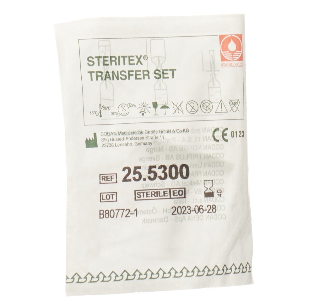 CODAN transfer set 71mm 2 canaux p flac en verre