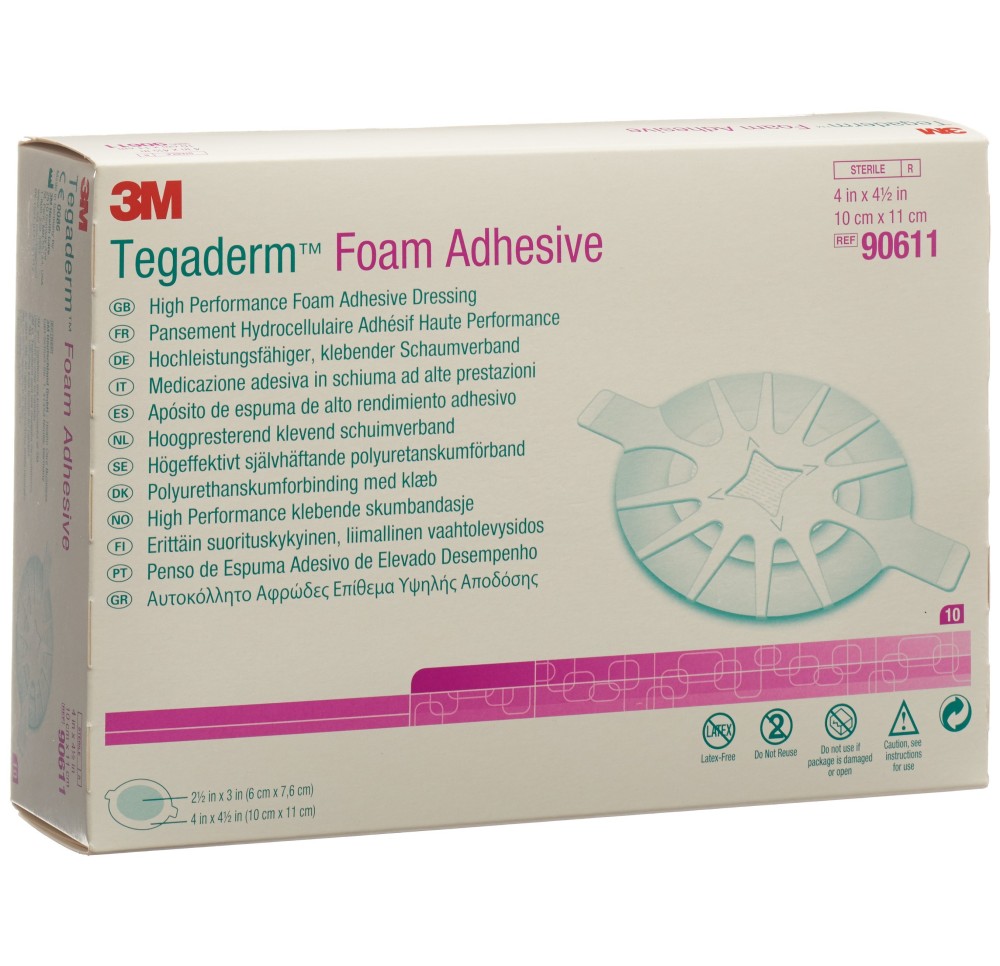 3M TEGADERM FOAM compr mousse 6x7.6cm adh 10 pce