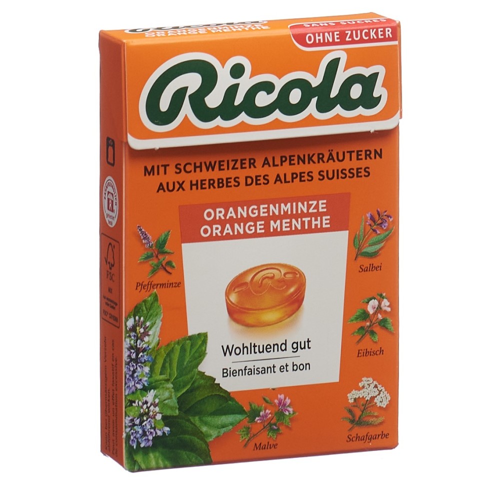 RICOLA orange-menthe bonb ss av stev box 50 g