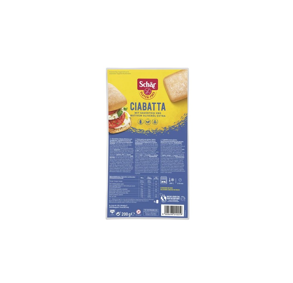 SCHÄR ciabatta pain précuit 4 x 50 g