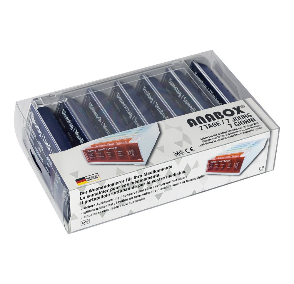 ANABOX distributeur médicaments 7jours bleu