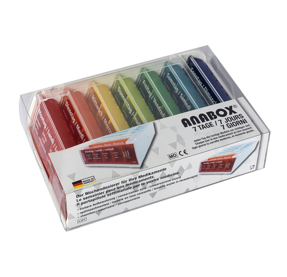 ANABOX distributeur médicaments 7jours multicolore