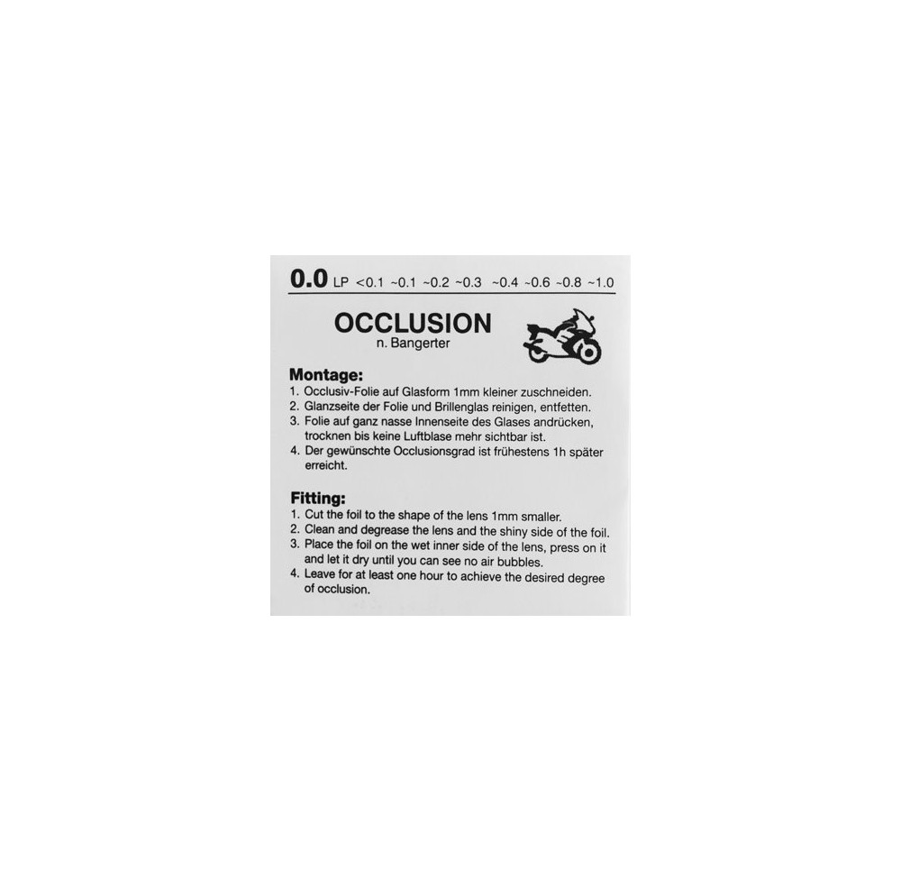 RYSER feuille d'occlusion 0.0 sujet moto
