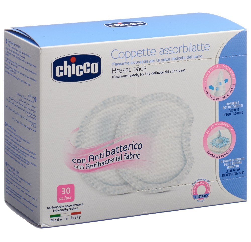 CHICCO compr allaitem allaitem sûr antibact 30 pce