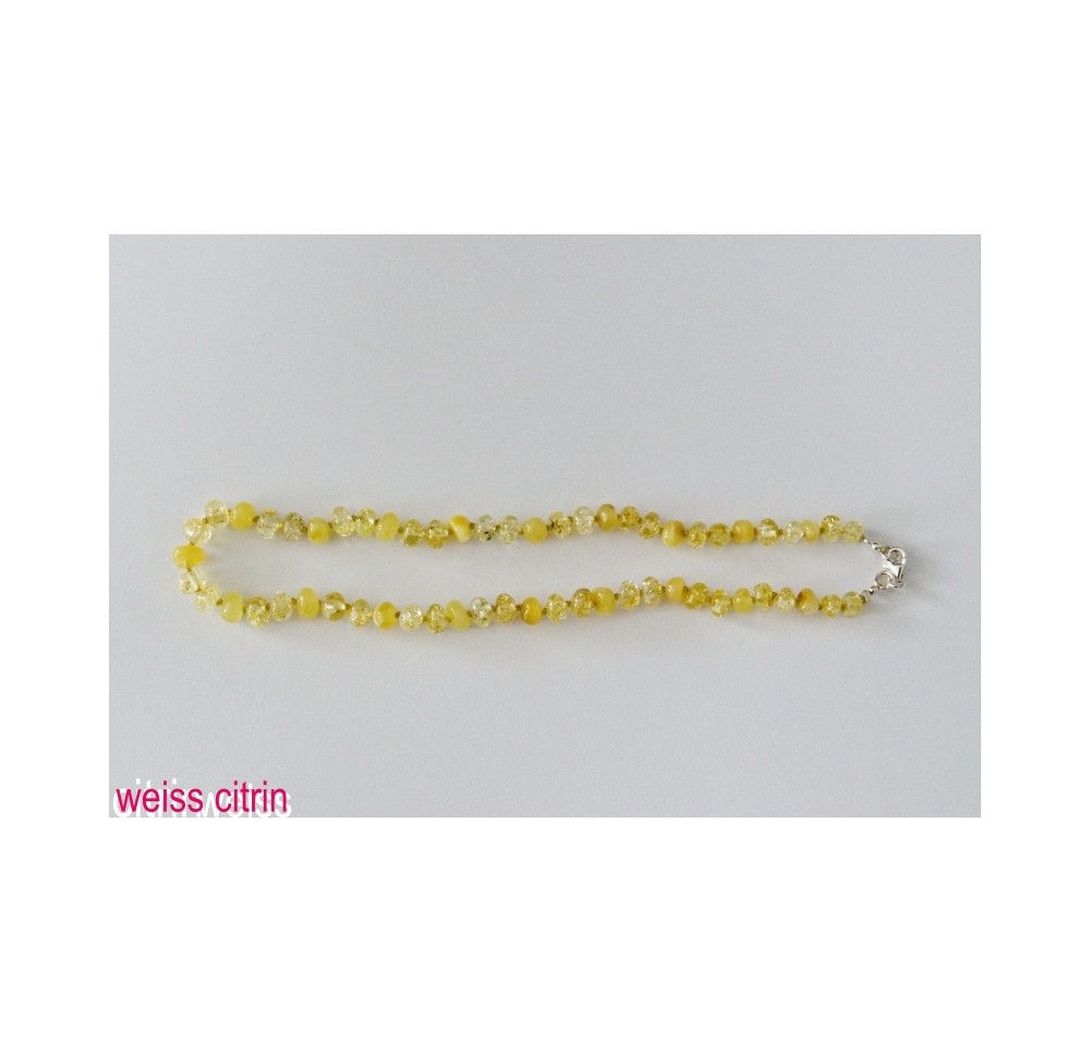 AMBERSTYLE ambre 32cm blanc jaune ferm crochet