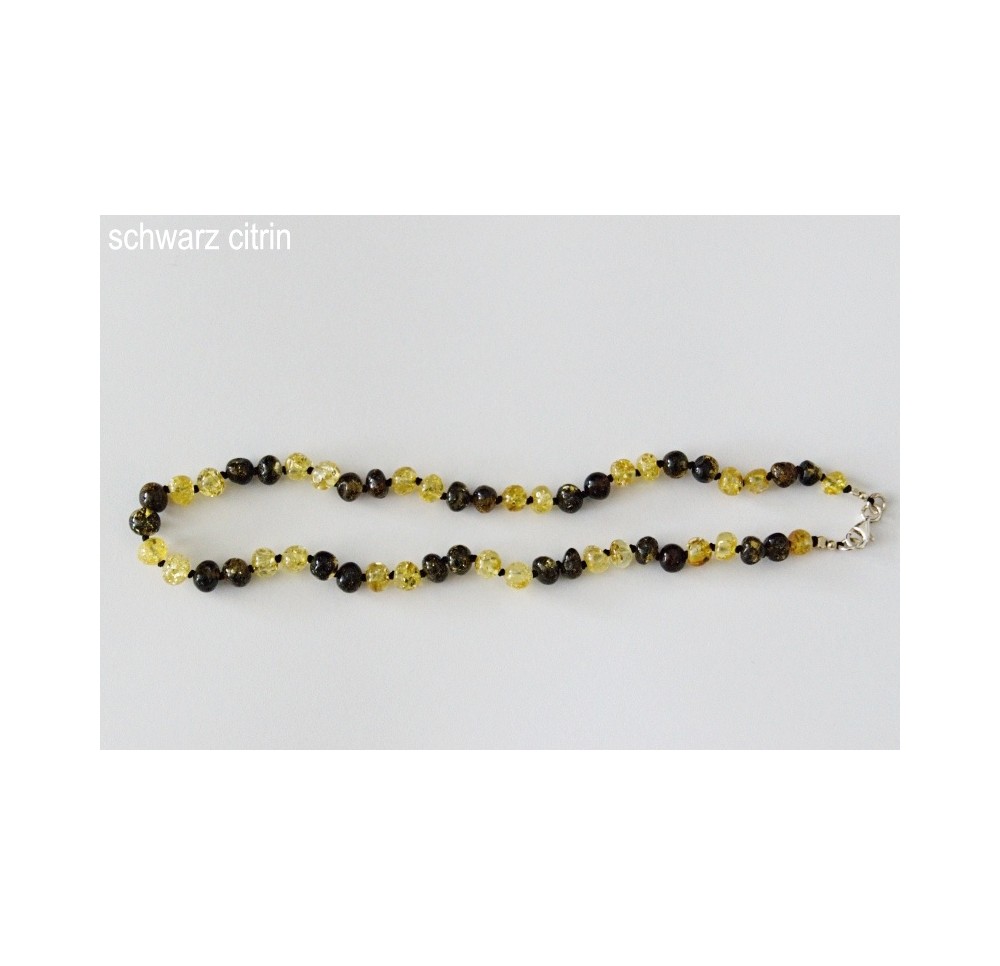 AMBERSTYLE ambre 32cm noir jaune ferm crochet
