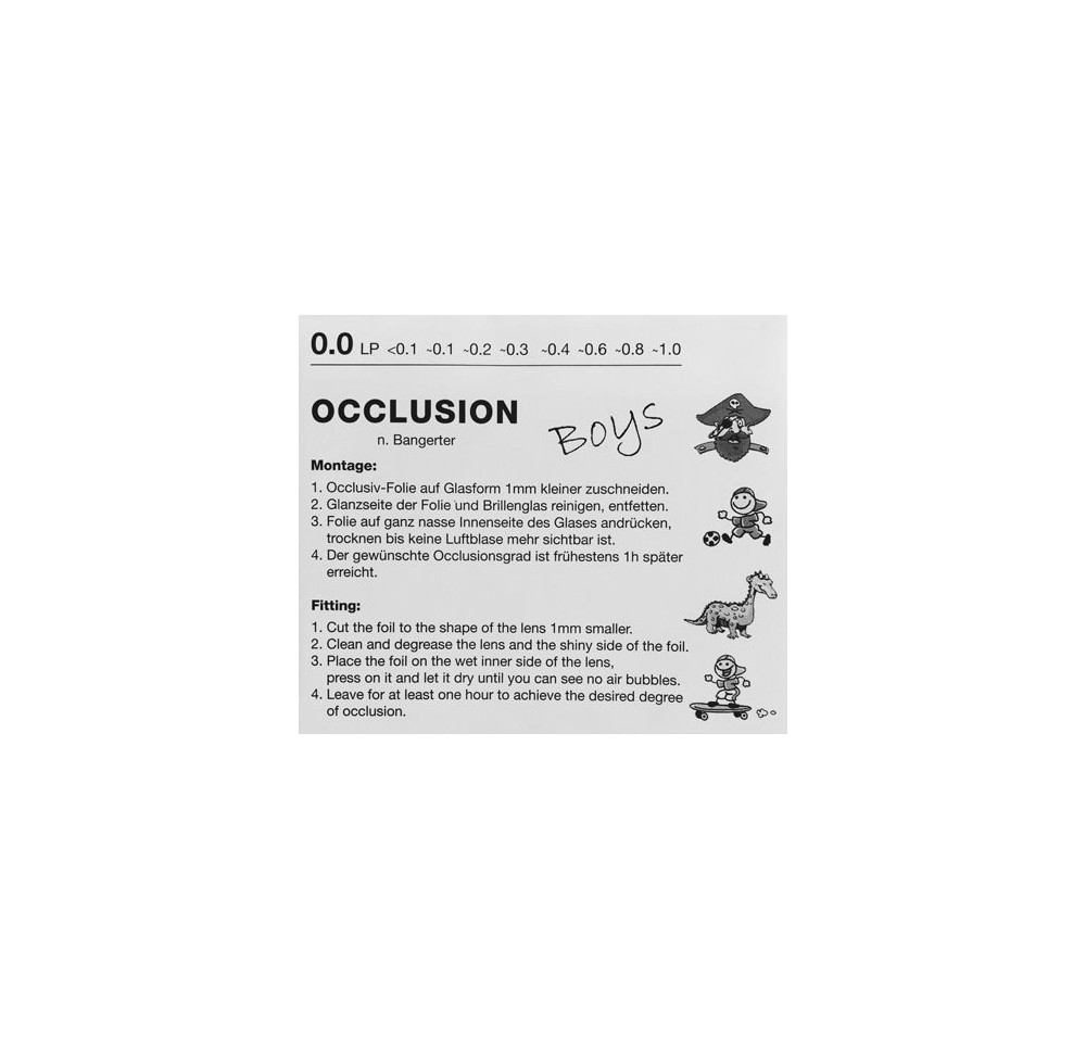 RYSER feuille d'occlusion ~0.0 bloc 4 sujets Boys