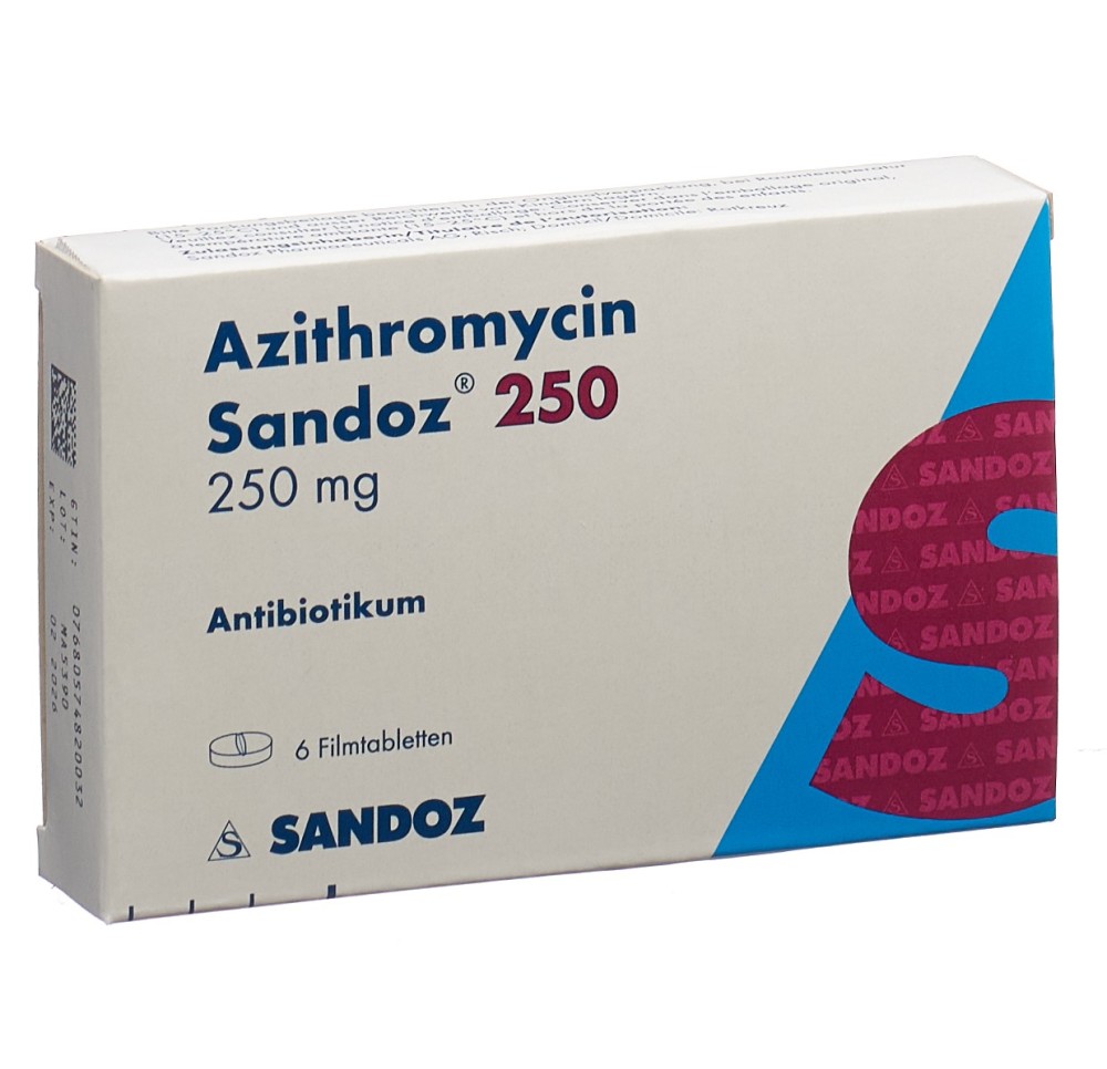 AZITHROMYCINE Sandoz cpr pell 250 mg 6 pce