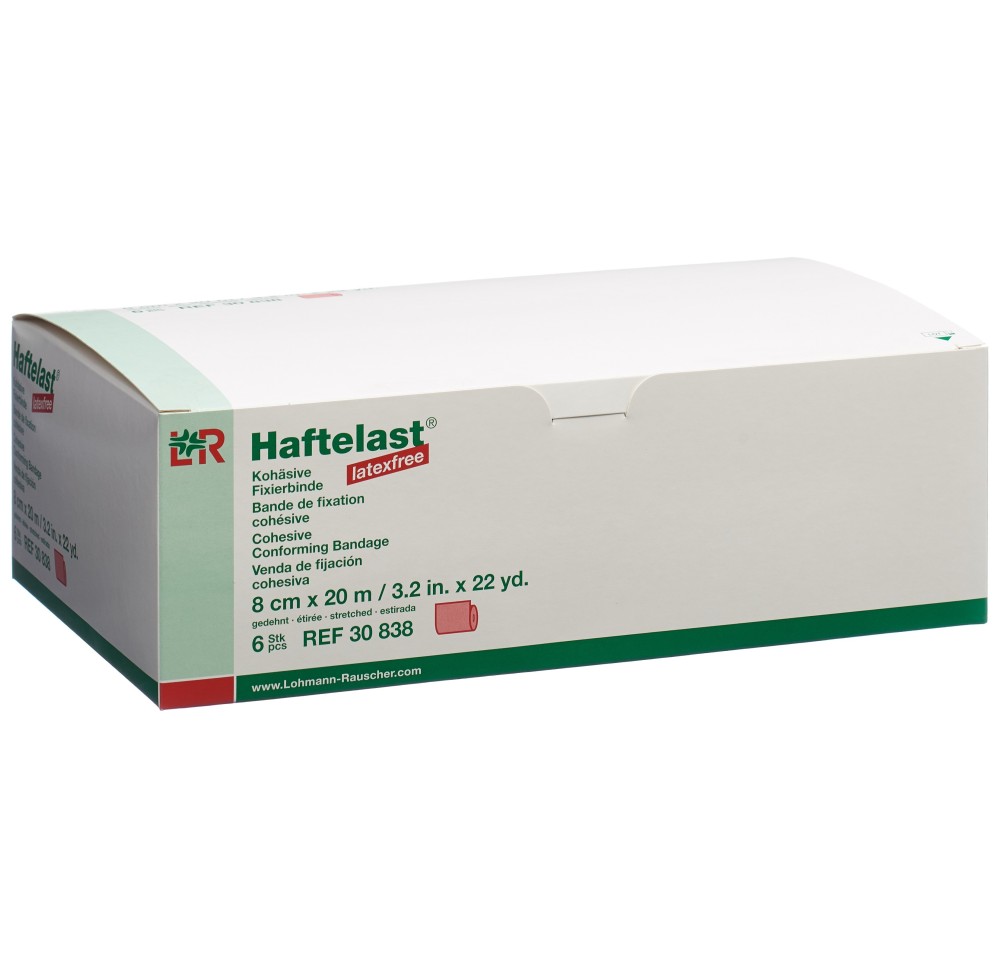 HAFTELAST s latex bande fix 8cmx20m cohé rou 6 pce