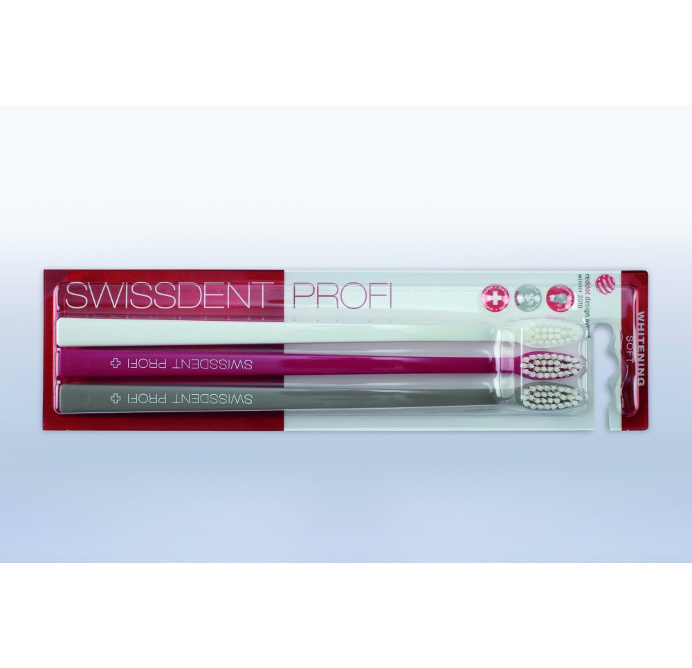 SWISSDENT Whitening brosse dents trio blan ros gri