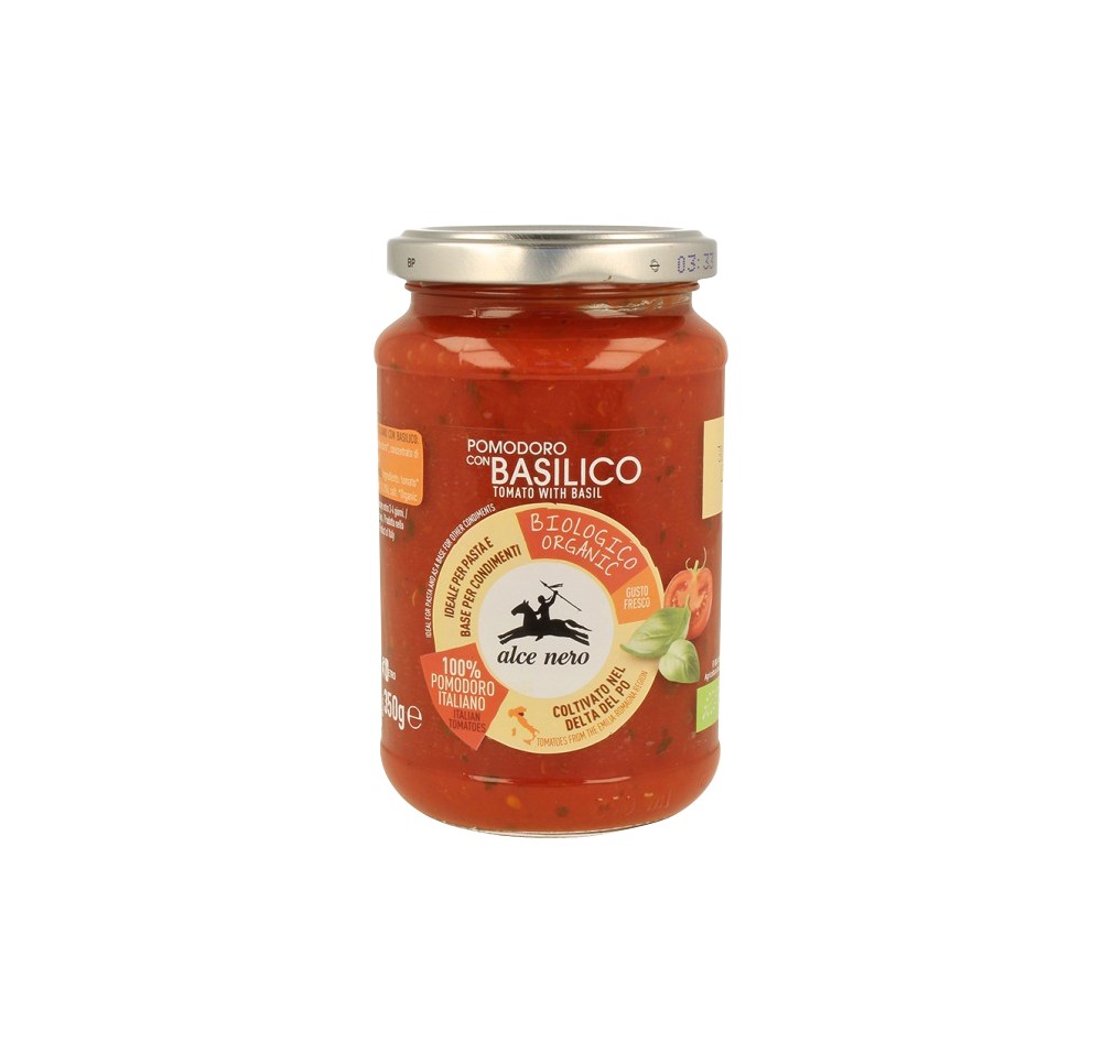 ALCE NERO tomates sauce avec basilic verre 350 g