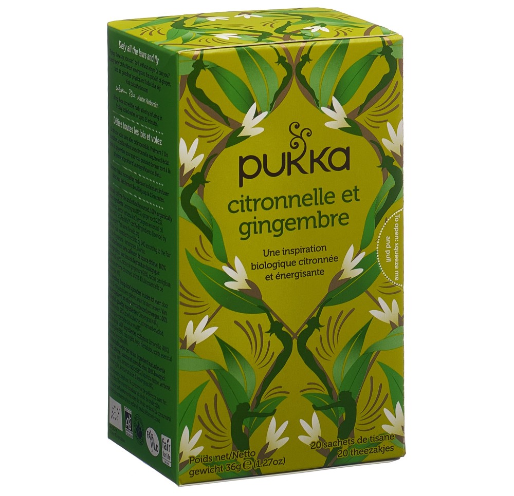 PUKKA Citronnelle et Gingembre thé bio sach 20 pce