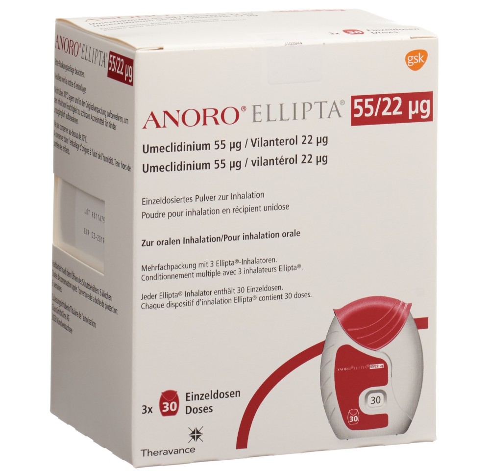 ANORO ELLIPTA pdr inh 55mcg/22mcg 3 x 30 dos