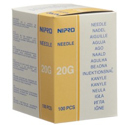 NIPRO aiguilles 0.9x70mm 20Gx2 3/4" jaune 100 pce