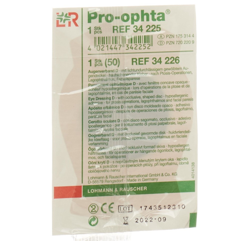 PRO-OPHTA D compresse oculaire opaque chair