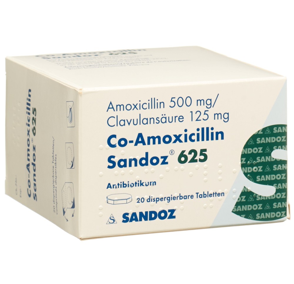 CO-AMOXICILLINE Sandoz cpr disp 625 mg 20 pce