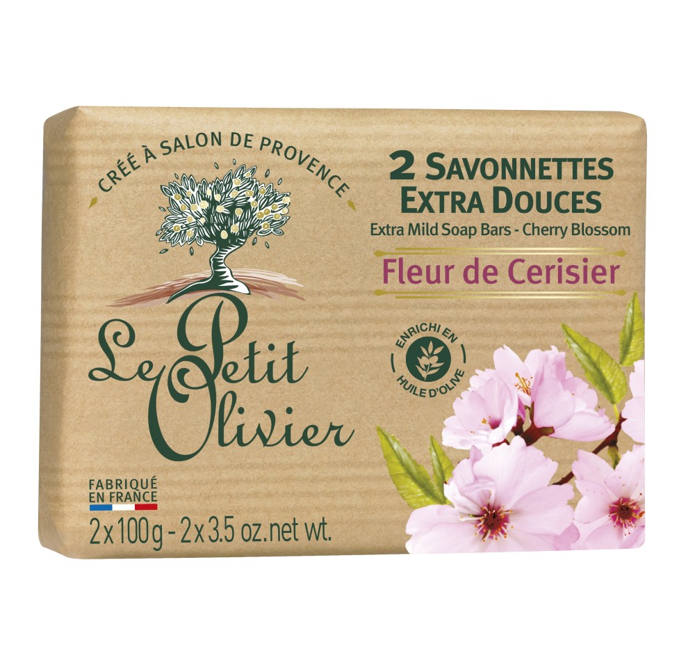 LE PETIT OLIVIER savonnettes fleur ceris 2 x 100 g