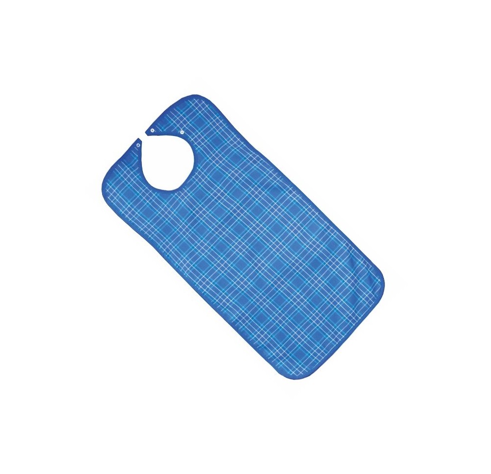 SUNDO bavoir carreaux 45x90cm bleu a bout pression