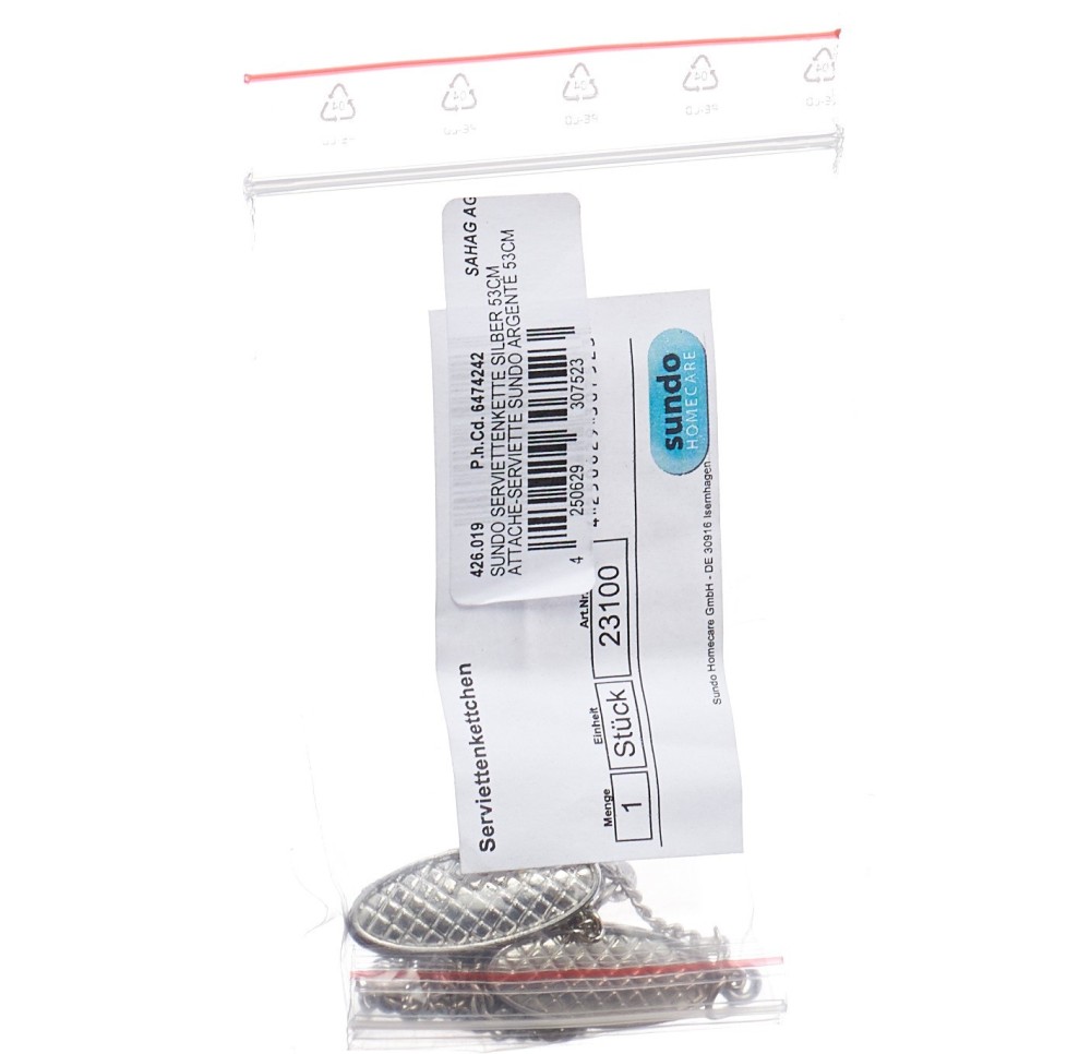 SUNDO attache-serviette 53cm argenté avec clips