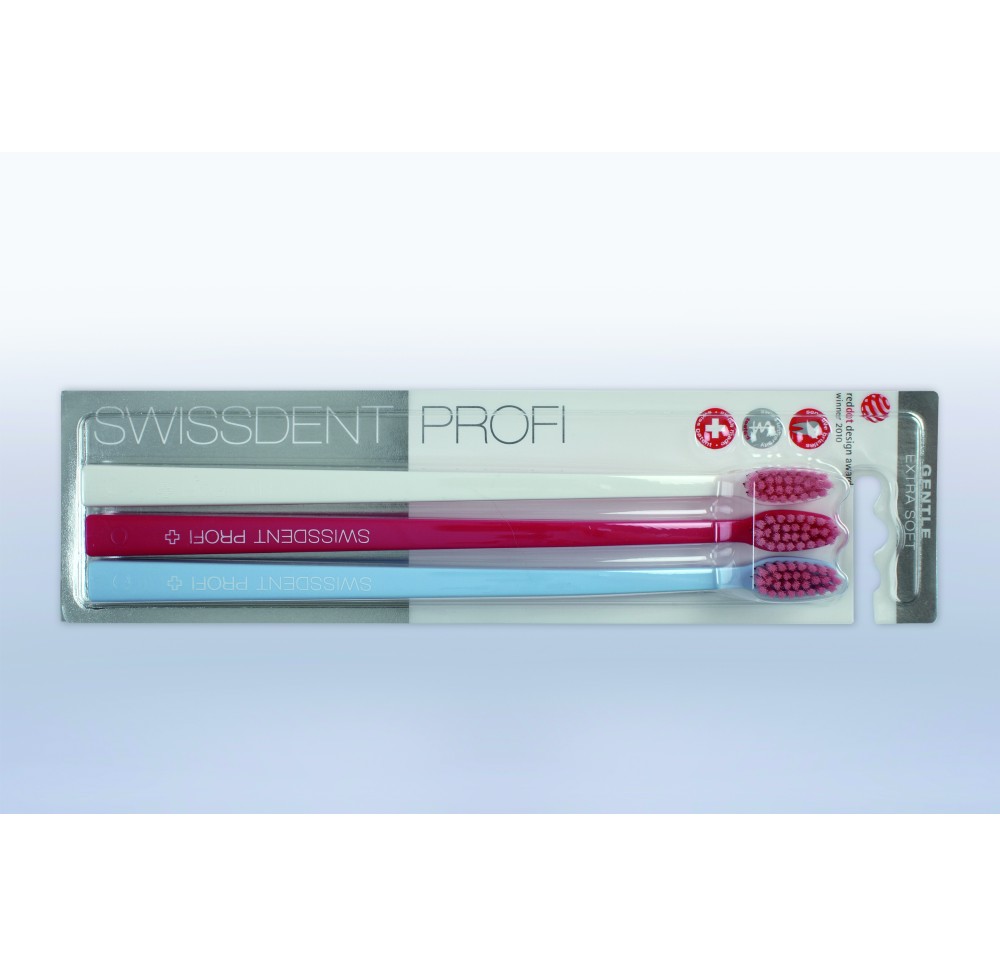 SWISSDENT Gentle brosse dents trio blan rose bl cl