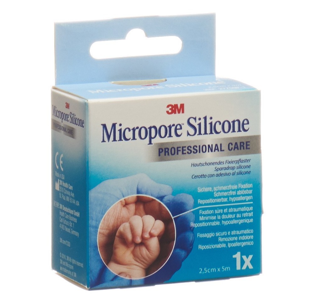 3M MICROPORE Silicone sparadrap 2.5cmx5m