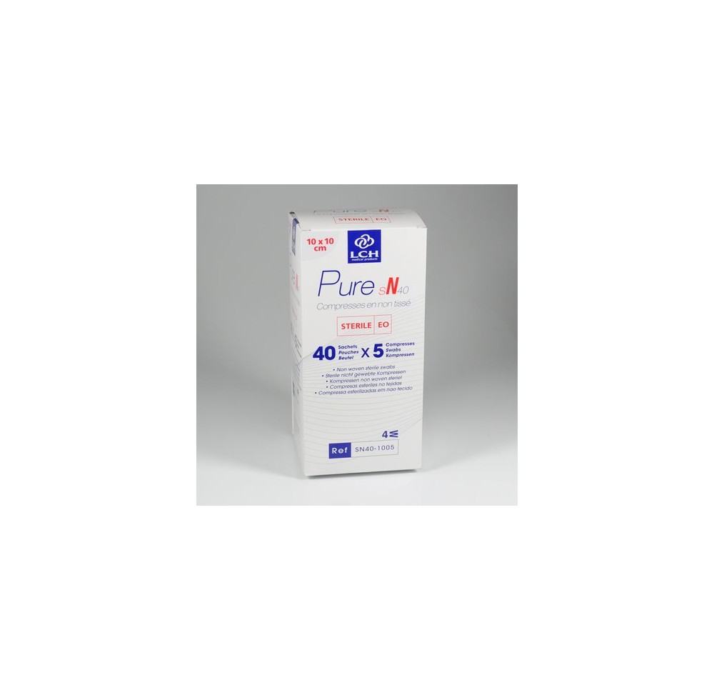 LCH compr n-tissé 10x10cm 40g/m2 st bla 40 x 5 pce
