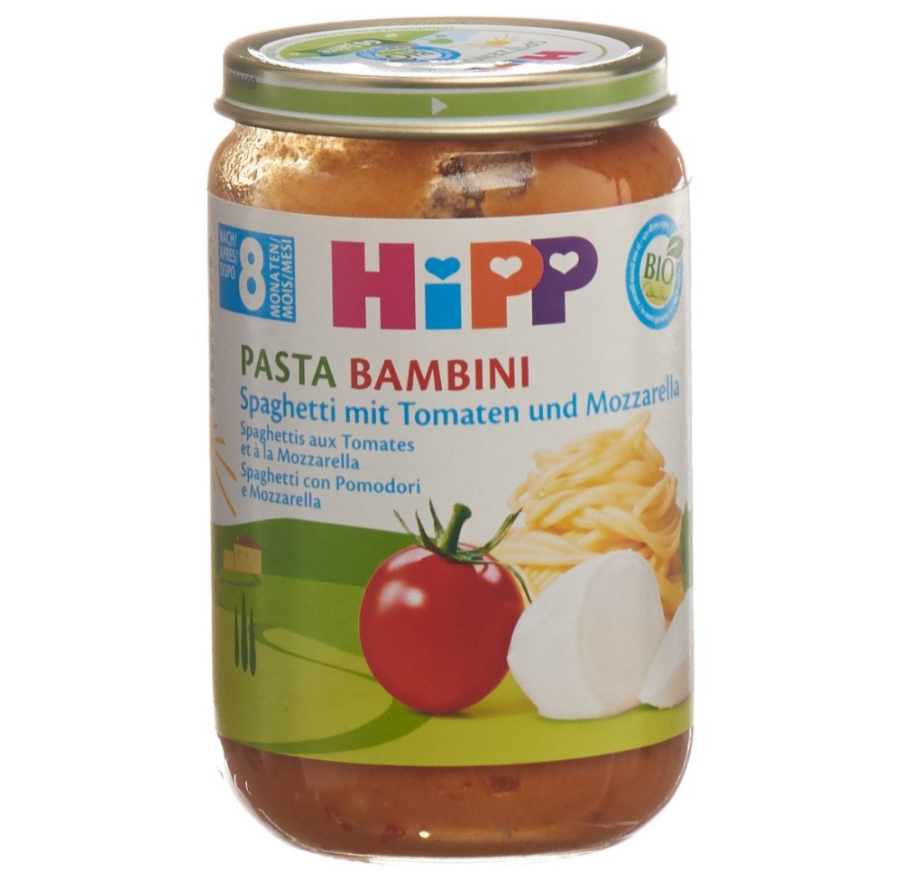 HIPP pasta bambini spaghetti tomat mozzar 8m 220 g