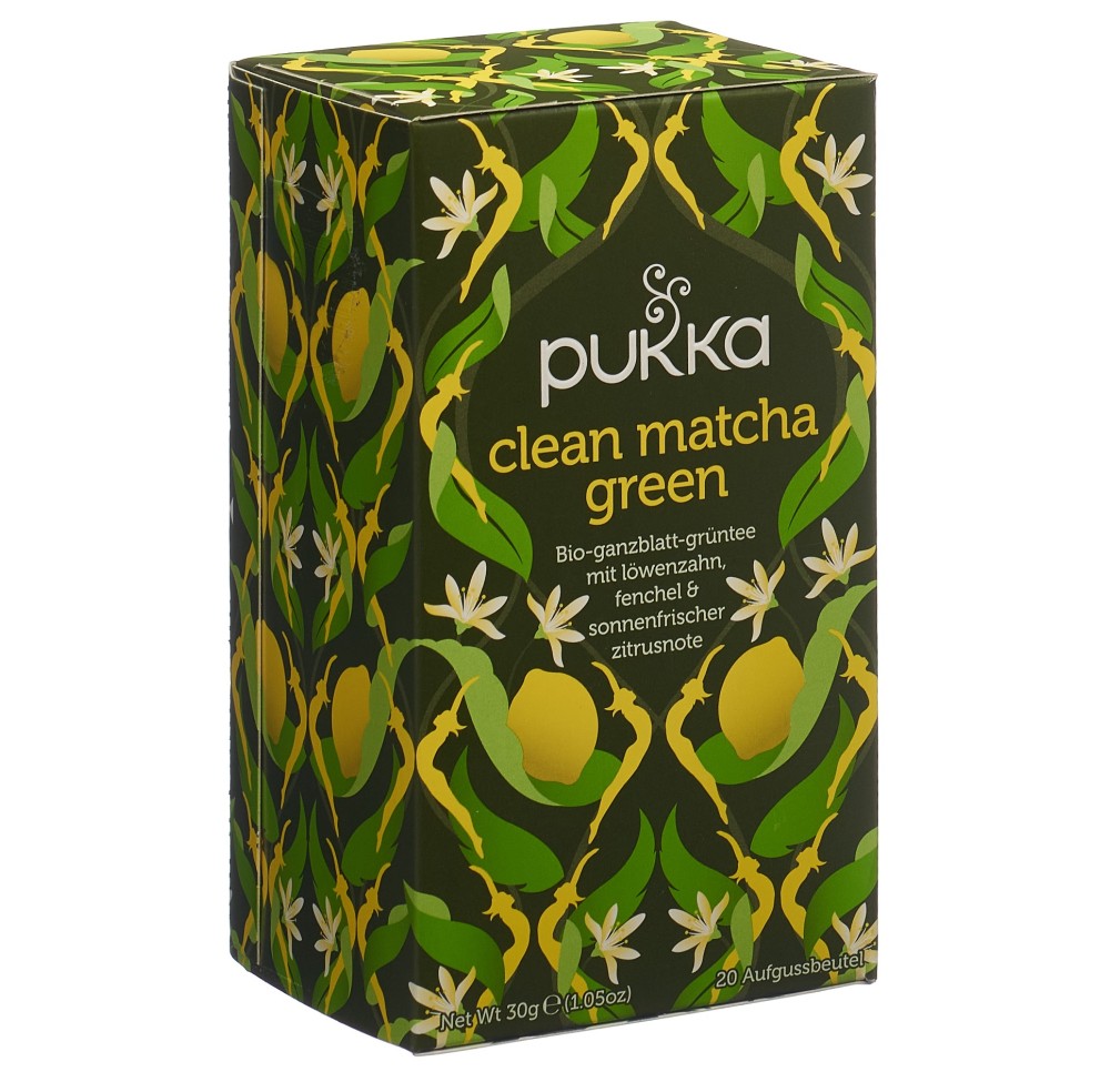PUKKA Clean Matcha Green thé bio sach 20 pce