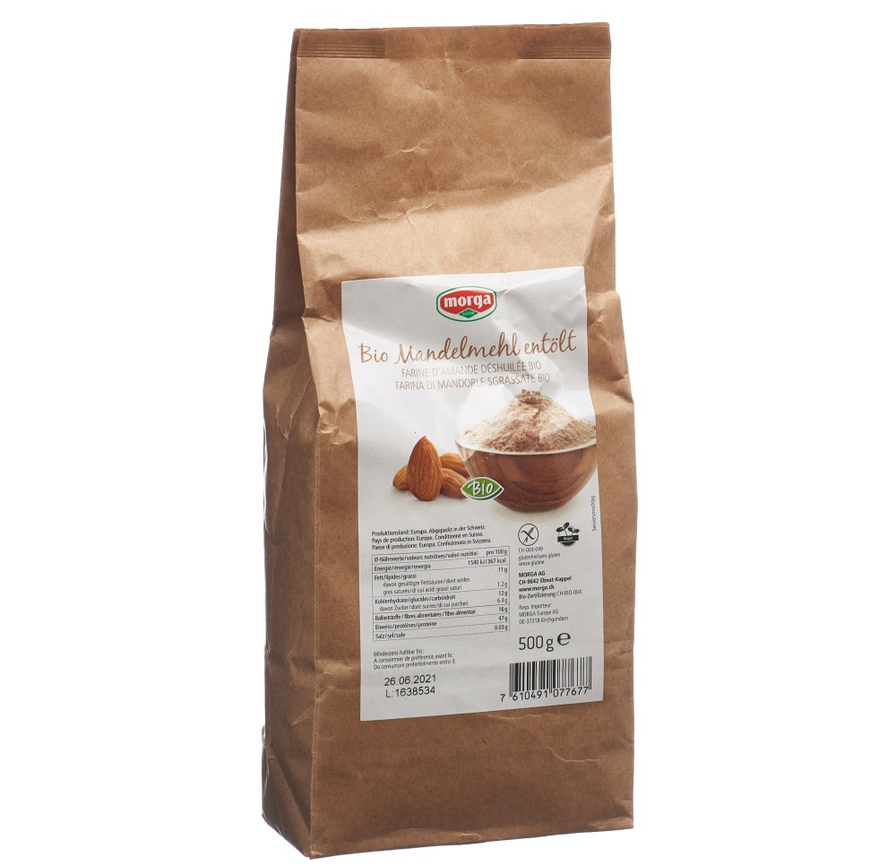MORGA farine amande dégraiss sans gluten bio 500 g