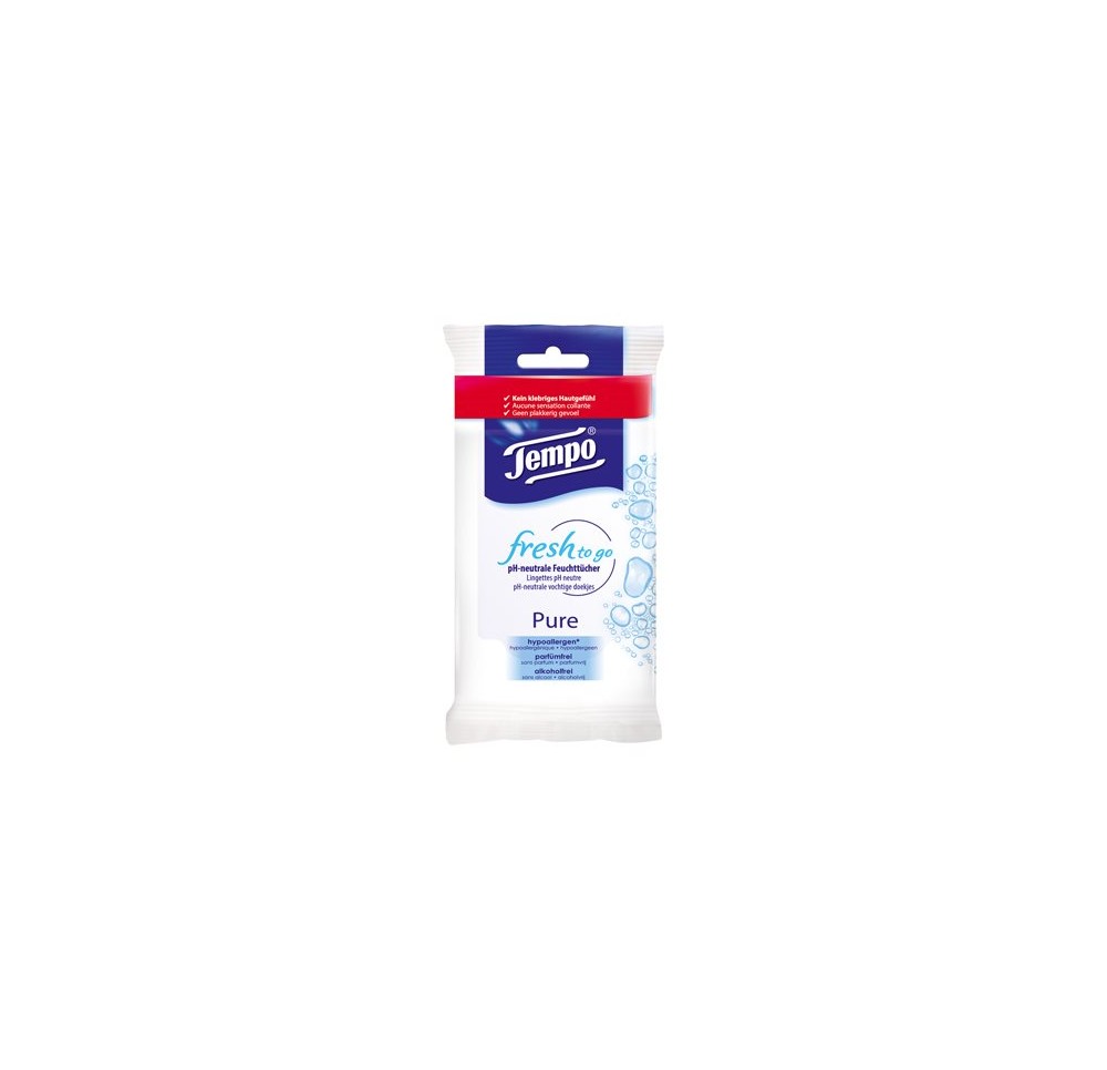TEMPO lingettes humide pour mains Pure 10 pce
