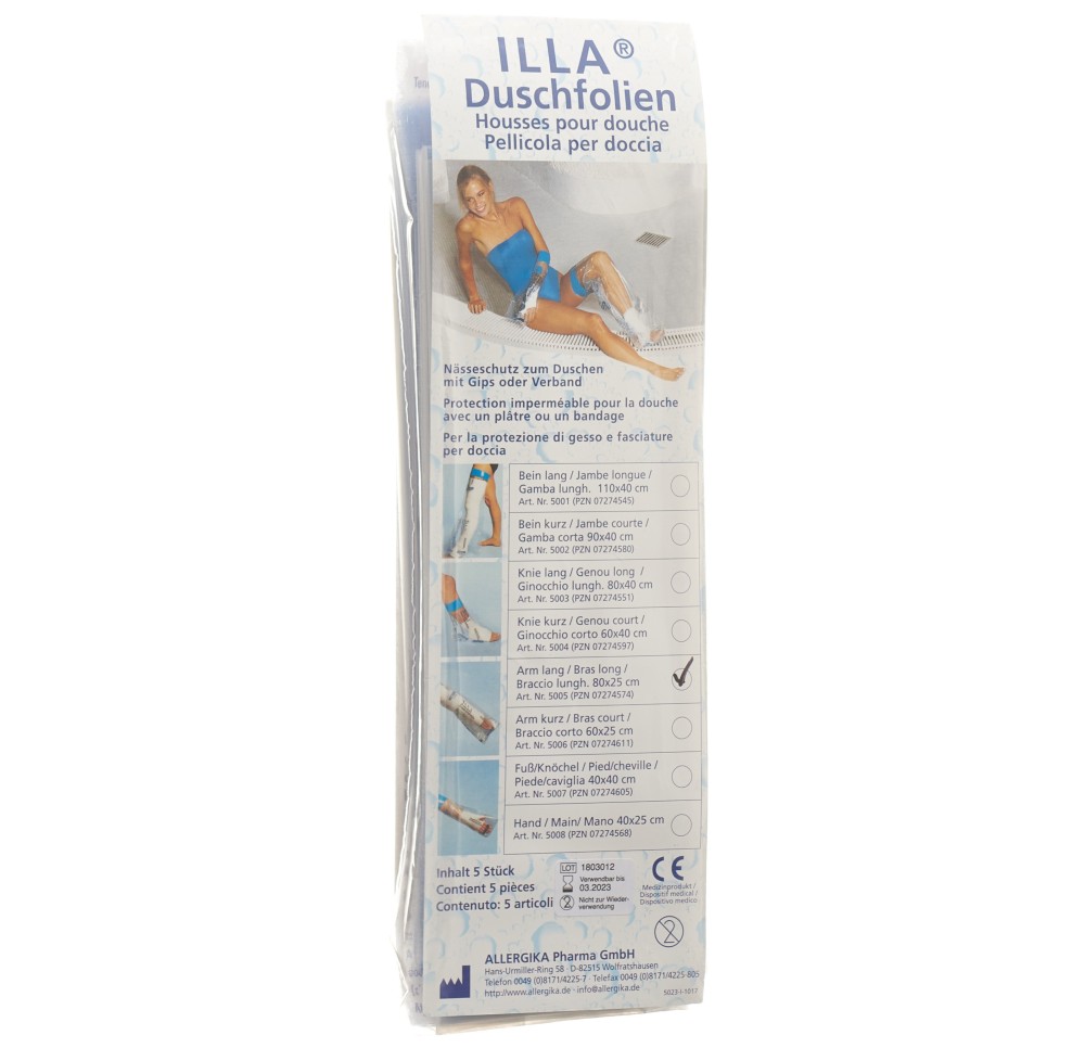 ILLA protection douche 80x25cm bras sach 5 pce