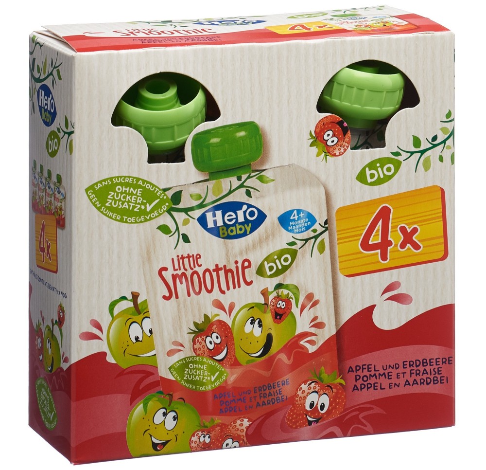 HERO Baby Bio Smoothie pomme fraise 4 x 90 g