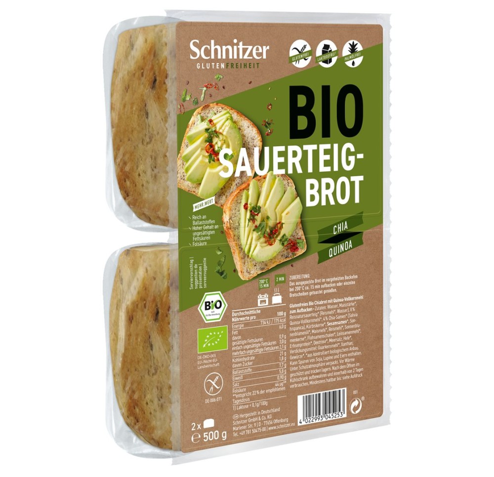 SCHNITZER Bio pain au levain chia quinoa 500 g