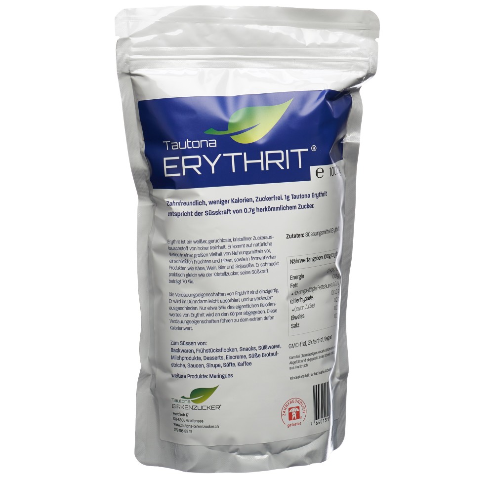 TAUTONA Erythrit Verschlussbeutel 1 kg