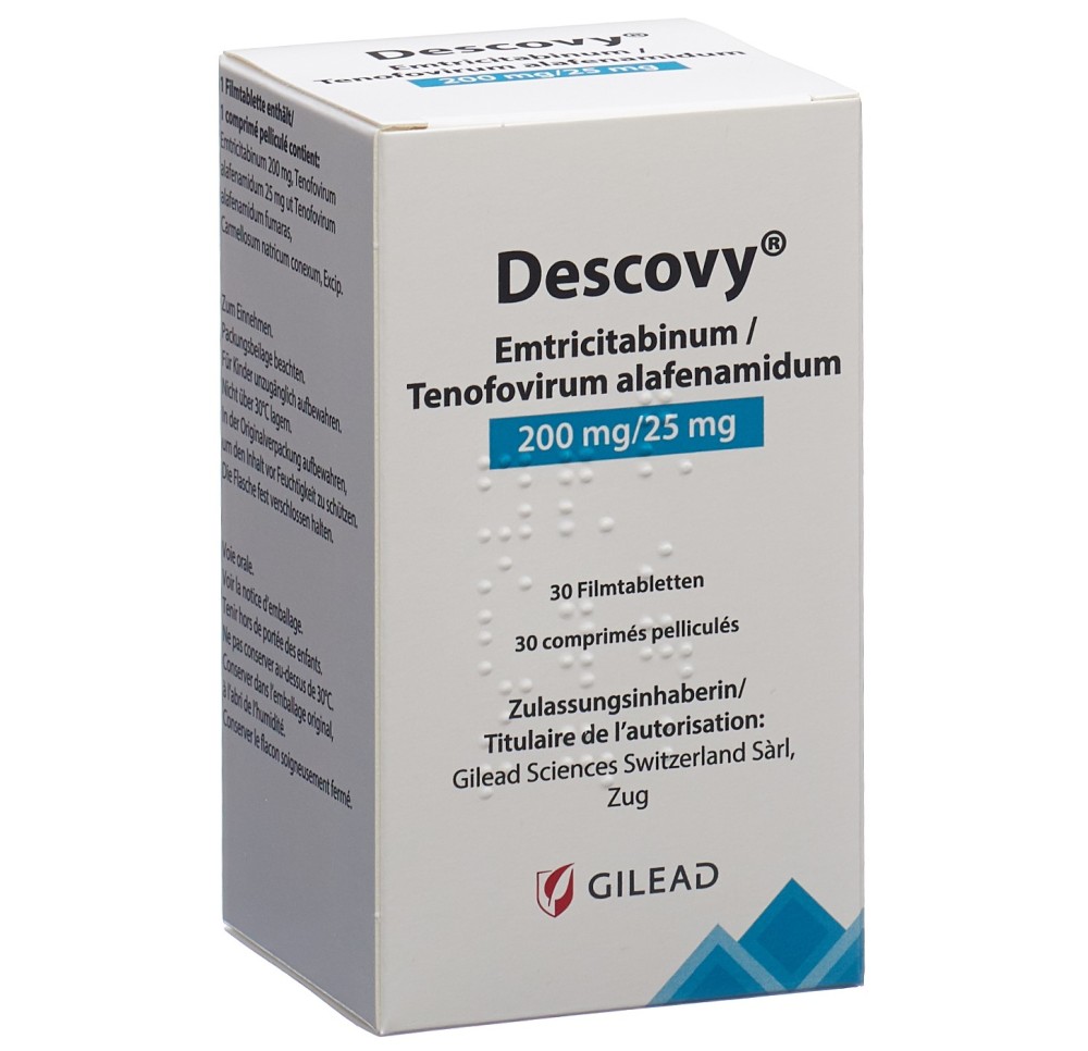 DESCOVY cpr pell 200/25 mg bte 30 pce
