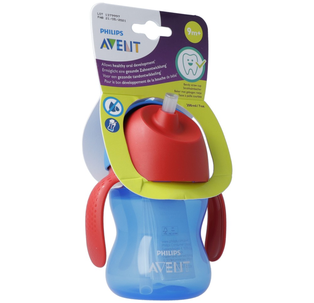 PHILIPS AVENT tasse avec paille 200ml boy bleu