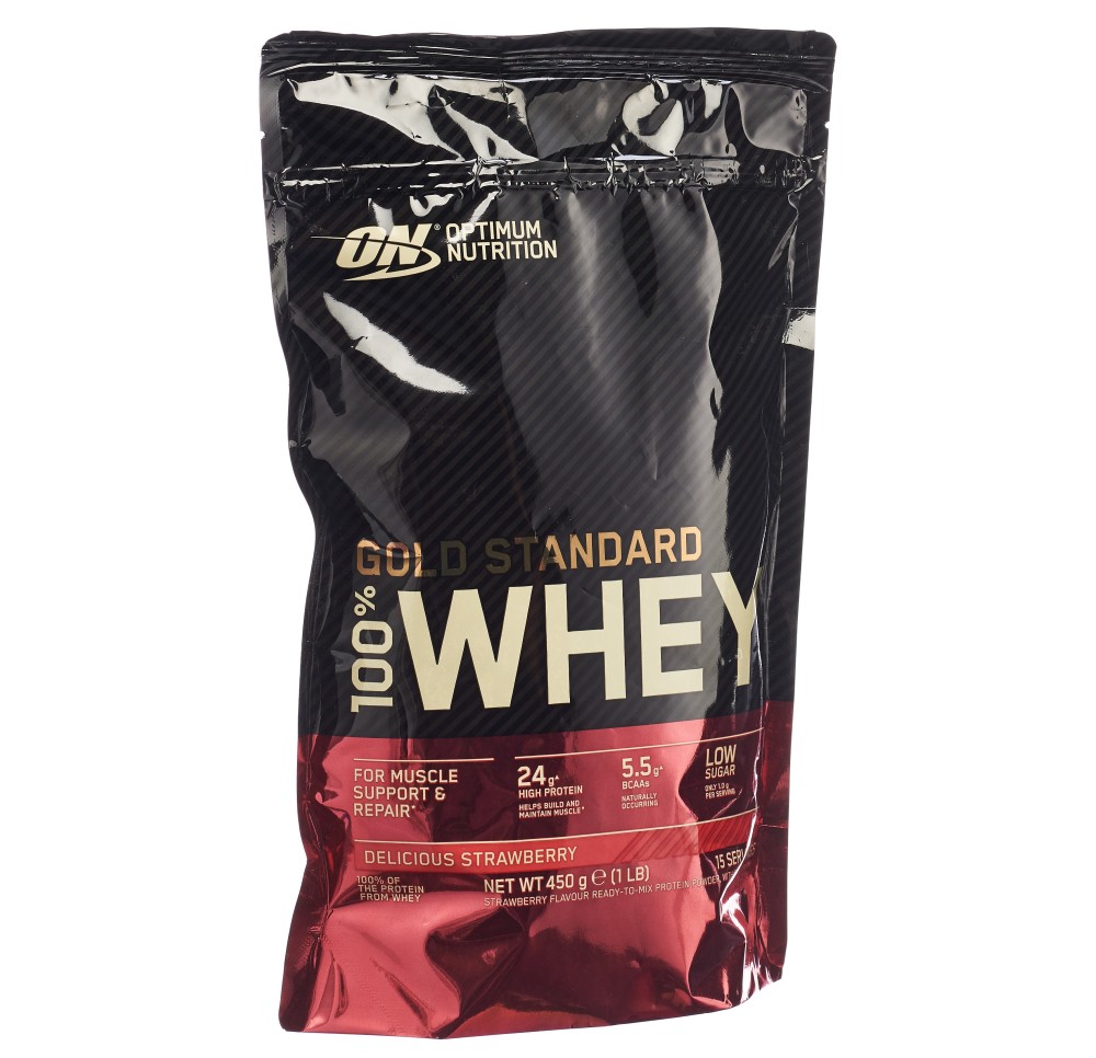 OPTIMUM 100% Whey Gold Std Strawberry sach 450 g