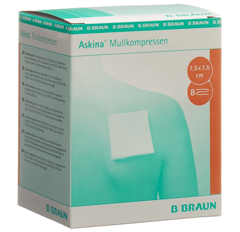 ASKINA Compresse gaze 7.5cmx7.5cm stér 25 x 2 pce