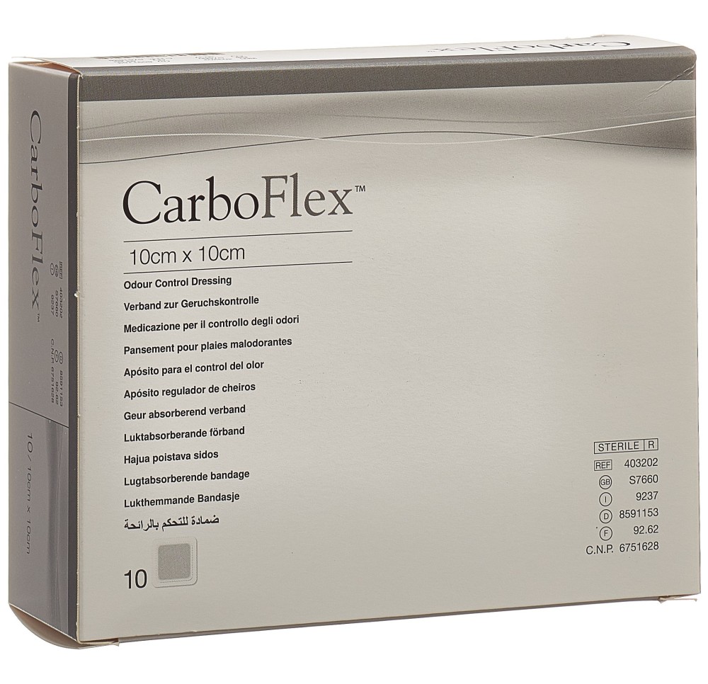 CARBOFLEX pansem charbon actif 10x10cm stér 10 pce