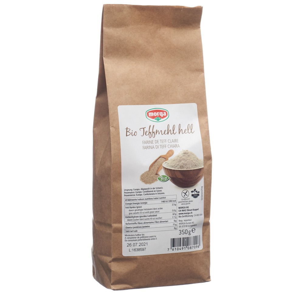 MORGA Farine de teff claire bio sans gluten 350 g