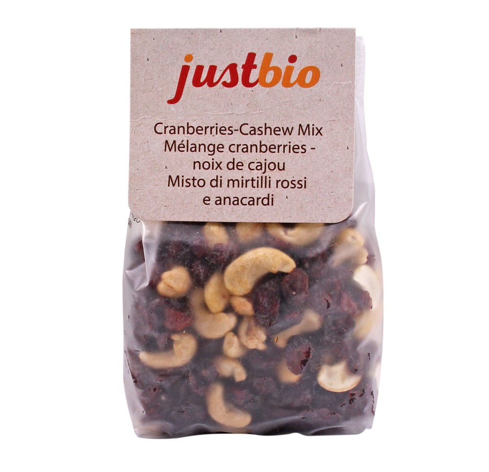 JUSTBIO Mélange cranberries/noix cajou 200 g