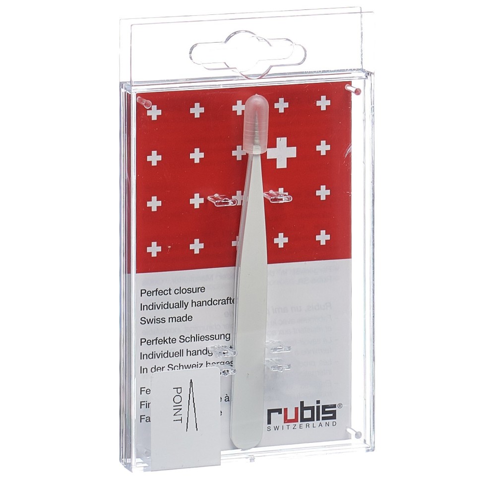 RUBIS pincette pointue blanche inox