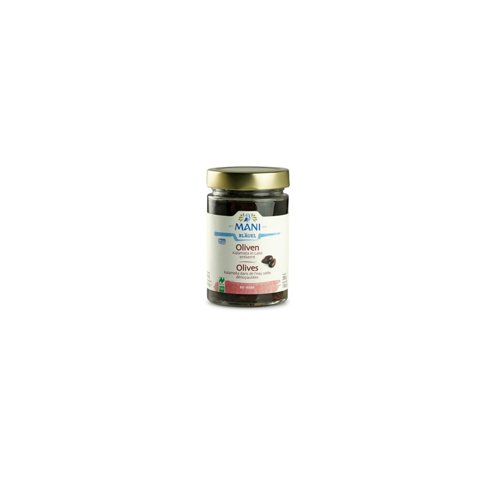 MANI Olives Kalamata saumure dénoyauté bio 280 g