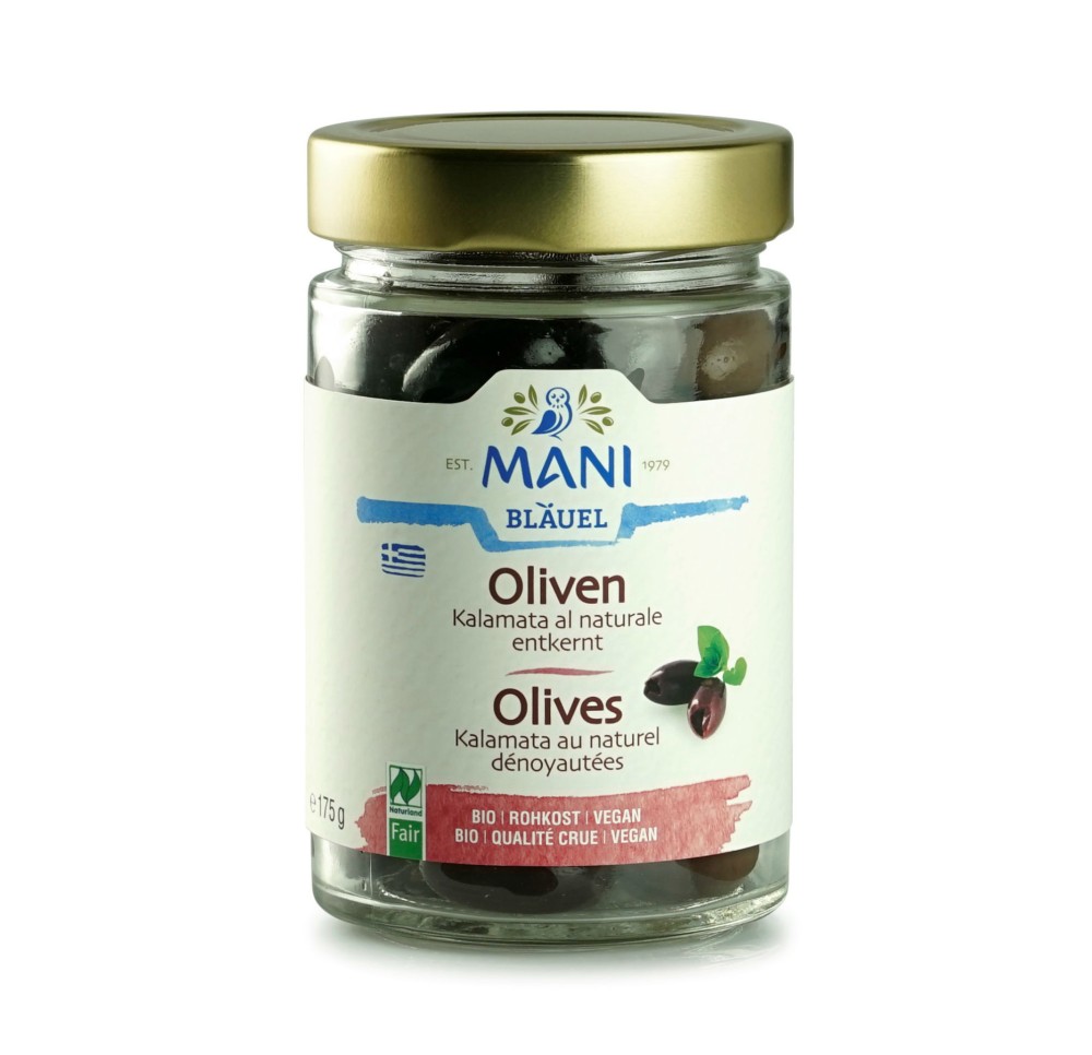 MANI Olives Kalamata naturel dénoyauté bio 175 g