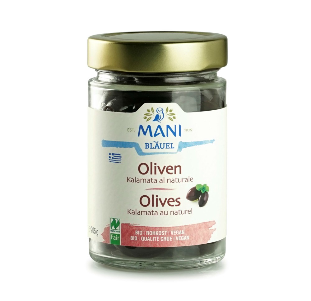 MANI Olives Kalamata au naturel cru bio 205 g