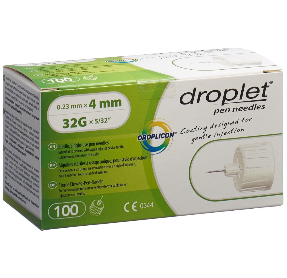 DROPLET insuline aiguilles à stylos 4mm 100 pce