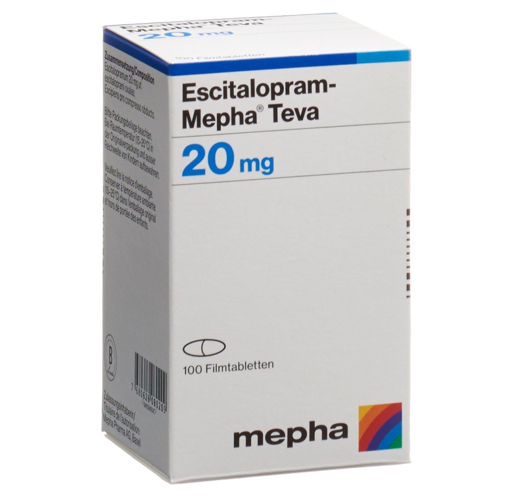 ESCITALOPRAM Mepha Teva cpr pell 20 mg bte 100 pce