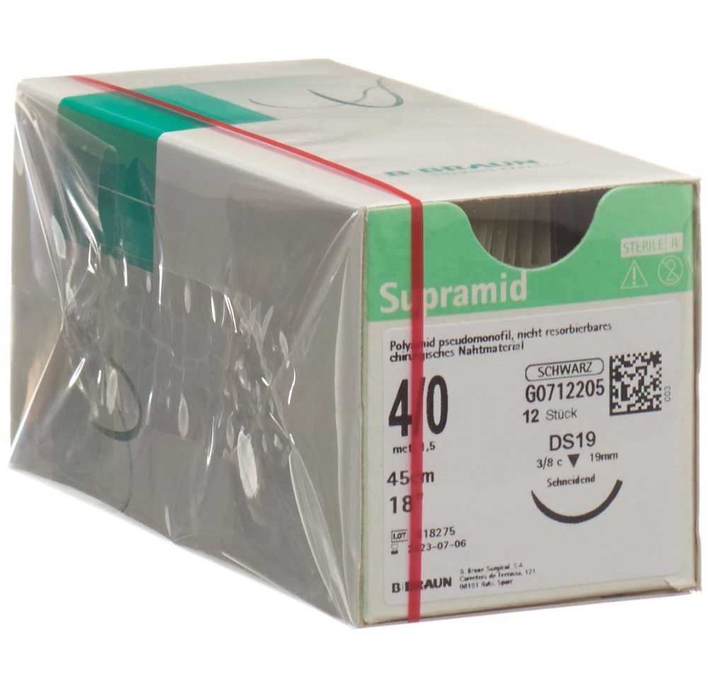 SUPRAMID 45cm DS 19 4-0 noir 12 pce