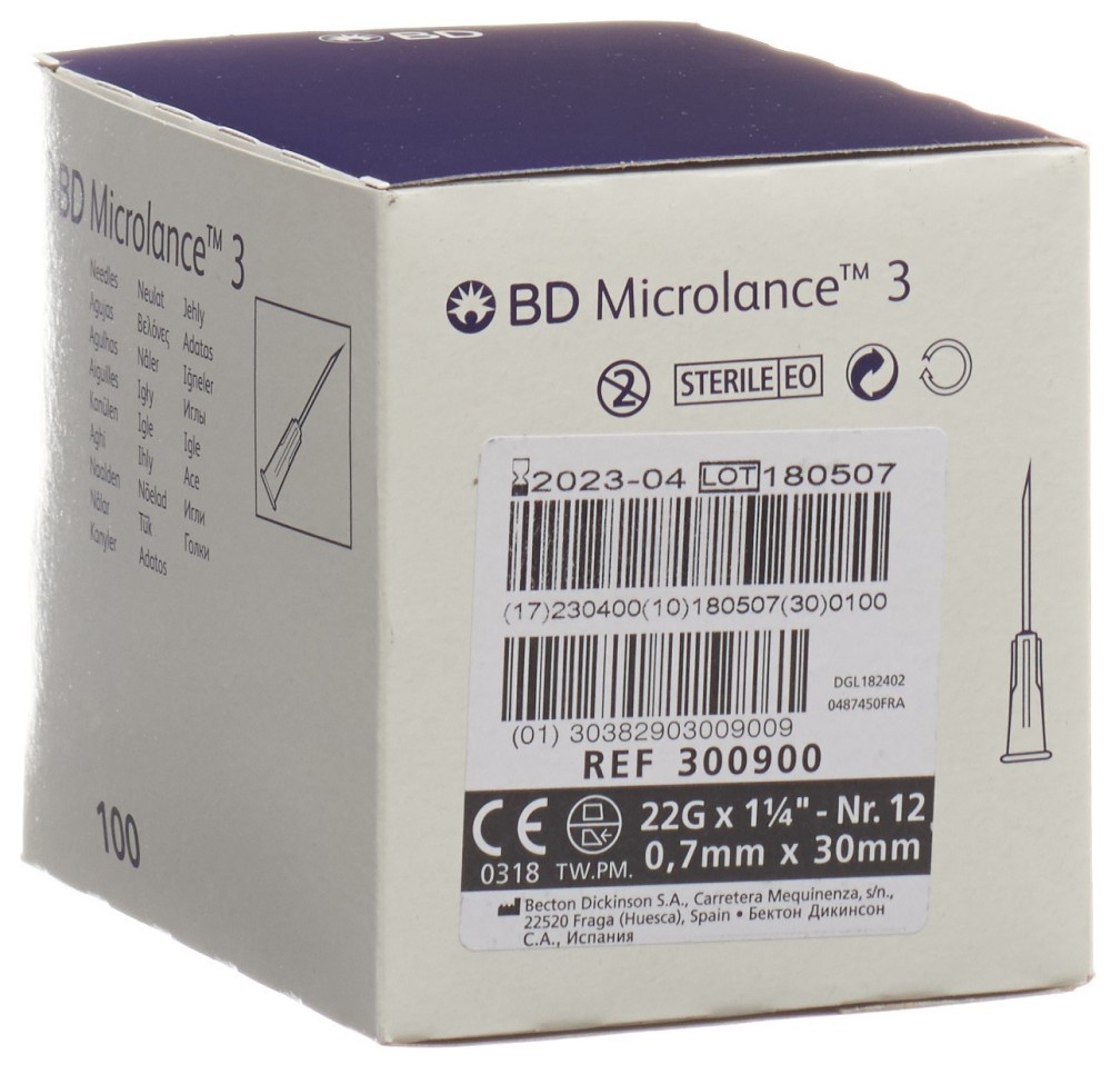 BD MICROLANCE 3 aiguilles 0.70x30mm noir 100 pce