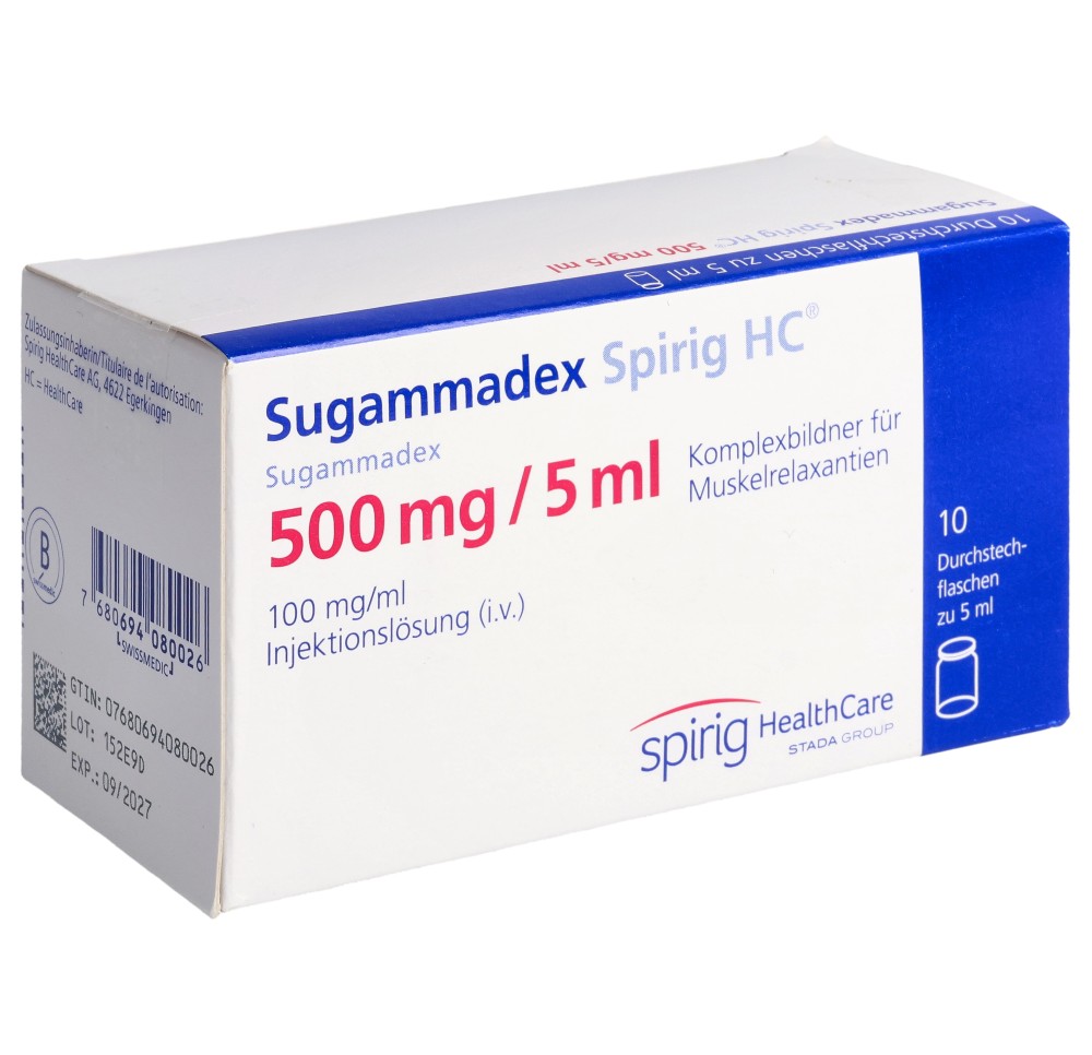 SUGAMMADEX Spirig HC 500 mg/5ml flac 10 pce